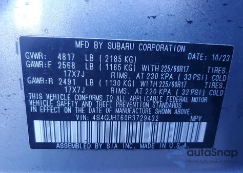 2024 Subaru Crosstrek Wilderness из США, поврежденный, VIN 4S4GUHT60R3729432